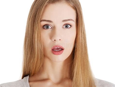 Beautiful Casual Woman With Open Mouth, Expressing Shock ...