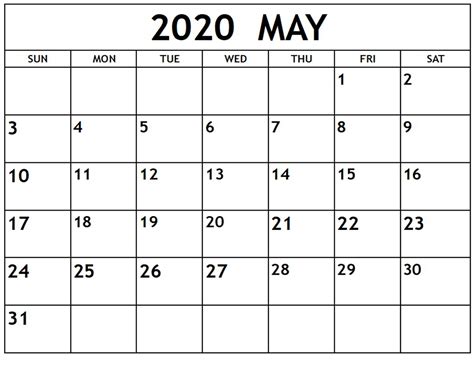 May 2020 Calendar Printable Printable Word Searches