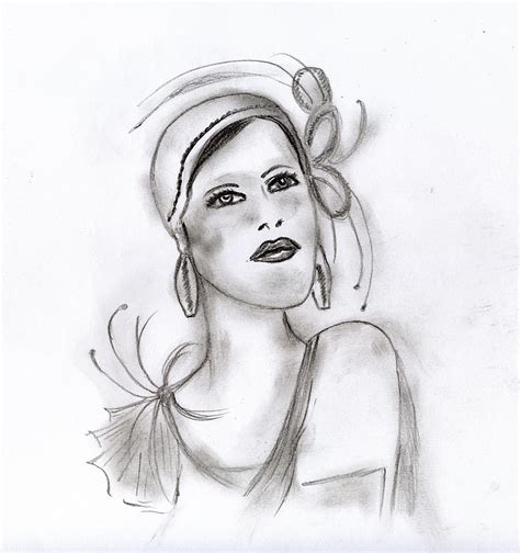Art Deco Girl Drawing By Sonya Chalmers Fine Art America