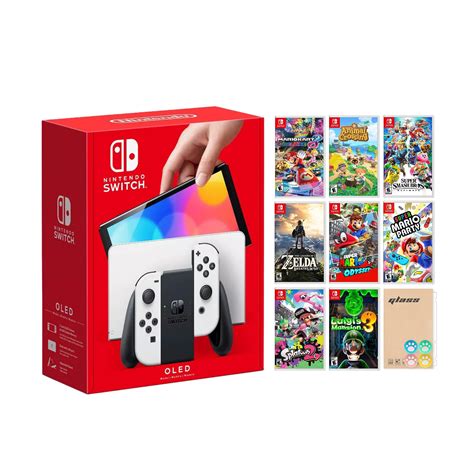 2021 new nintendo switch oled model white joy con 64gb console hd screen and lan port dock with