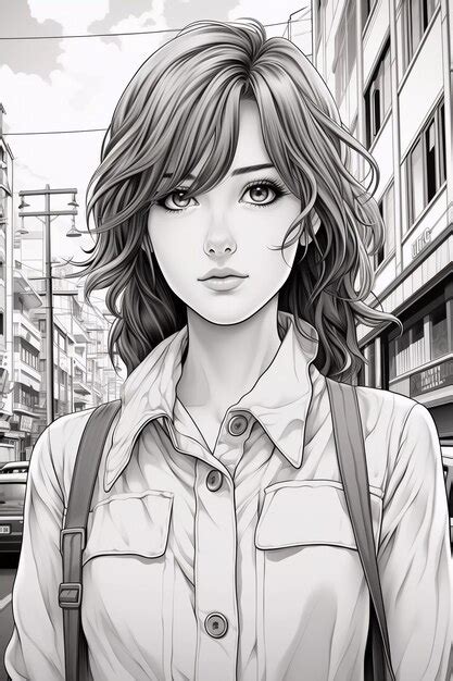 Premium Photo Anime Girl Coloring Page Unleash Your Creativity With