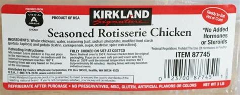 Costco Rotisserie Chicken Label