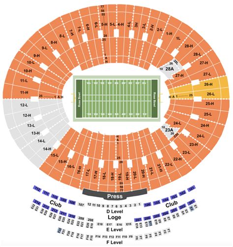 Rose Bowl Seating Chart Interactive Metallica