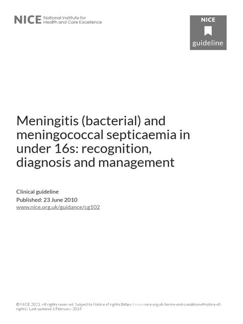 Meningitis Bacterial And Meningococcal Septicaemia In Under 16s