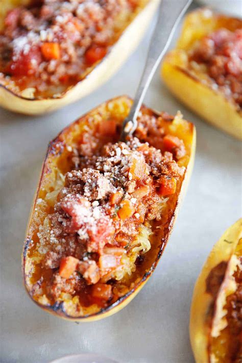Lexis Clean Kitchen Spaghetti Squash Boats With Homemade Meat Sauce