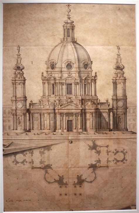 Filippo Juvarra Pianta E Prospetto Di Chiesa A Pianta Centrale 1707
