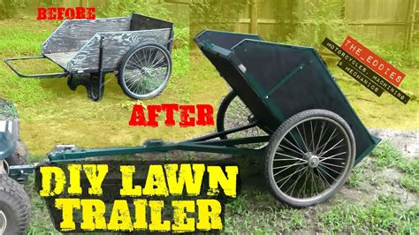 Diy Tilting Lawn Mower Trailer From A Garden Cart Youtube