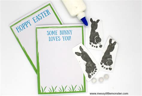 Glue the ends together, forming a loop. Footprint Bunny Craft - FREE printable keepsake card ...
