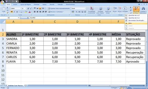 Boletim Escolar No Excel