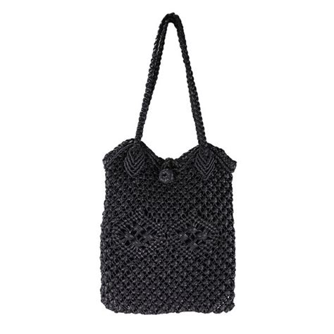 Cotton Crochet Bag In Black100 Handmade