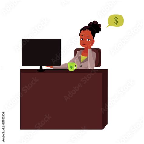 Black African American Businesswoman Secretary Sitting In Office