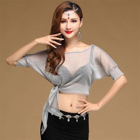 Sexy Belly Oriental Dance Mesh Tops Shirt Costume For Women Eastern