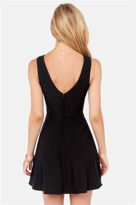 Sexy Black Dress Plunging Neckline Dress Sleeveless Dress 4600