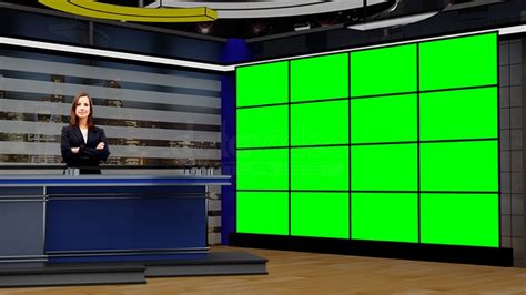 News Tv Studio Set Virtual Green Screen Background Psd Datavideo