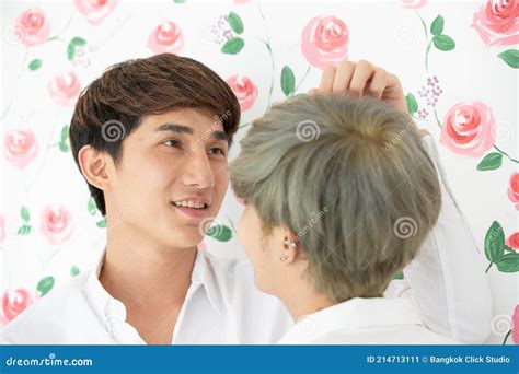 Portrait Of Young And Good Looking Asian Men Lgbtq Same Sex Lovers Stock Image Image Of