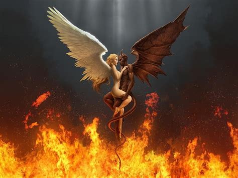 Hd Wallpaper Angel Devils Love Flying Spread Wings Animal