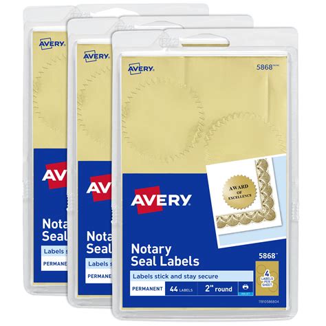 Avery Notary Seal Labels 2 Diameter Printable Gold Certificate Seals