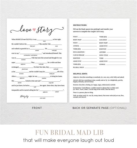 Just pick ten words, click the fill out these questions to generate your own silly mad libs story instantly online! Bridal Shower Mad Libs Printable | Funny Bridal Shower Game | DIY Wedding Shower Wed Libs ...