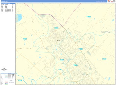 Bryan Texas Zip Code Maps Basic