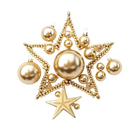 Christmas Decoration In Shape Of Golden Star And Balls Fir Star Shape