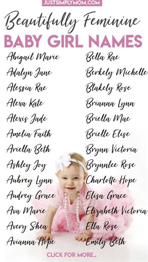 A Baby Girl Name List With The Names Of Her Babies And Their Names On It