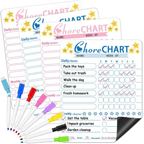 Buy 4 Pcs Chore Chart For Kids Multiple Kids Dry Erase Chore Chart