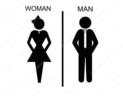 Vector Man And Woman Icons Toilet Sign Restroom Icon Minimal Style