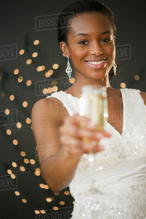 Black Woman Drinking Champagne Stock Photo Dissolve