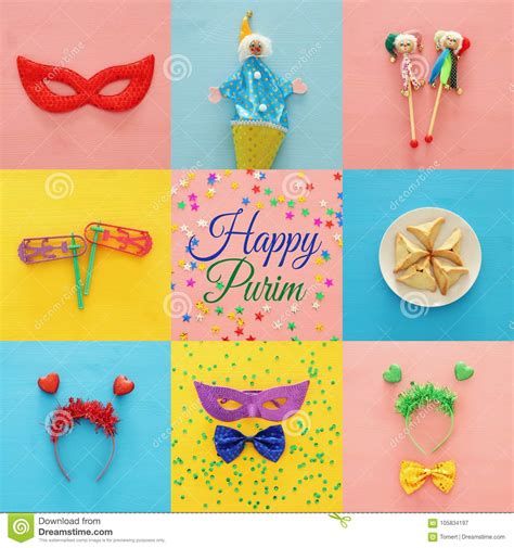 Collage Of Purim Celebration Concept And X28jewish Carnival Holidayand X29
