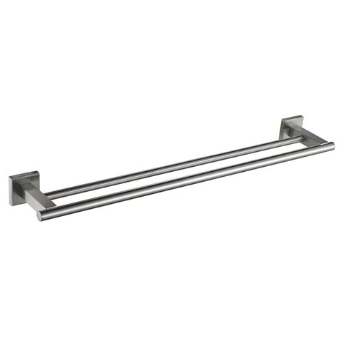 For a trendy vibe, consider brushed brass bathroom hardware. SUS 304 Stainless Steel Double Towel Bar Square Wall Shelf ...