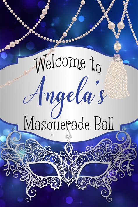 Masquerade Party Welcome Sign Welcome To The Party Sign Blue And