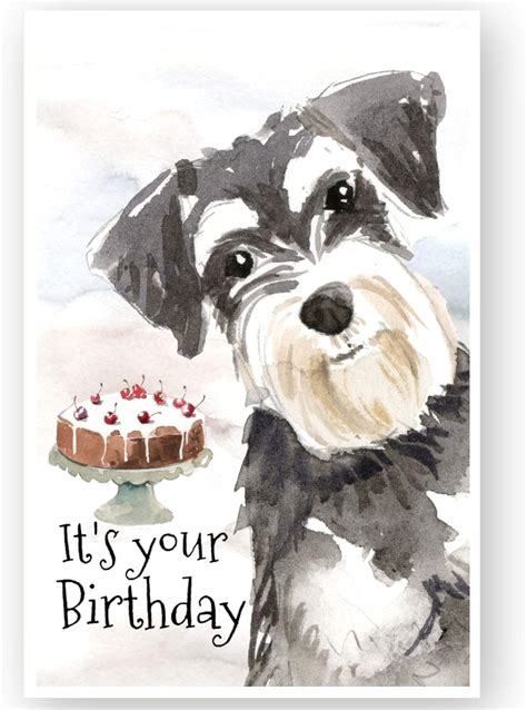 Schnauzer Dog Birthday Card Schnauzer Dog Greetings Card Schnauzer