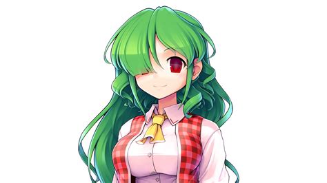 750x1334 Resolution Green Haired Female Anime Character Touhou Green Hair Kazami Yuuka Red