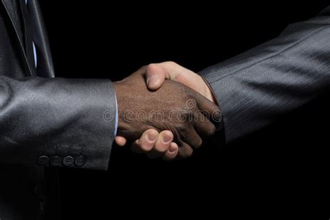 Handshake Of Afro American And Caucasian Male Hands Stock Photo Image