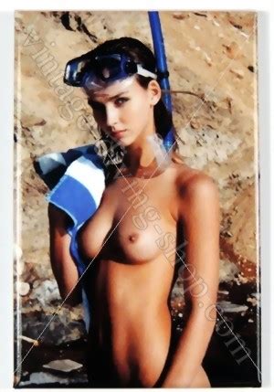 Fridge K Hlschrank Magnet Nude Topless Scuba Girl Vintage Diving Shop