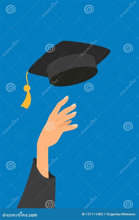 Concept Of Education Hand Of Graduate Throwing Graduation Hat In The