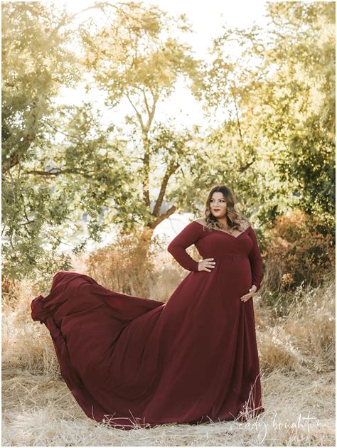 Gorgeous Maternity Session Long Flowy Red Dressgown Photography