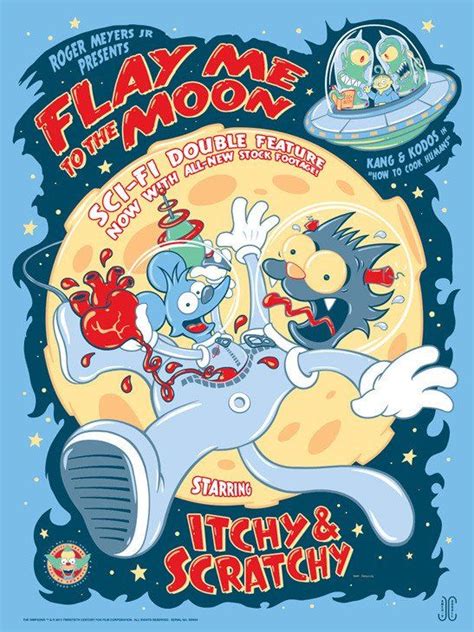 Flay Me To The Moon Cartoon Posters Simpsons Art Vintage Cartoon