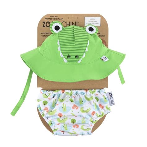 Zoocchini Upf50 Baby Swim Diaper And Sun Hat Set Aidan The Alligator