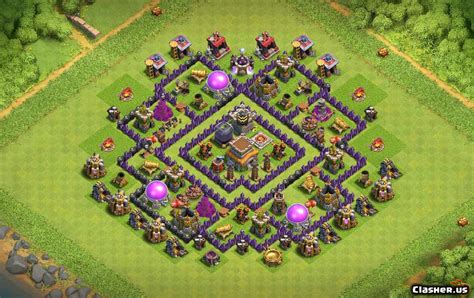 For this base, i'd probably be tempted to go ground instead of air. Town Hall 8 Th8 Trophy Pushing Base v2 With Link [8 ...