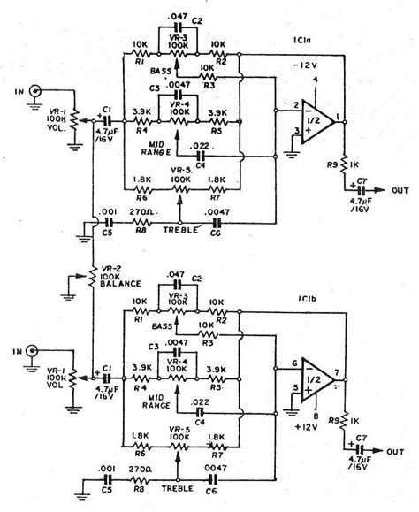 Make 12v amplifier at home. 5 (bass mid treble) Tone control circuits projects using NE5532, 4558, LF353 | Circuit projects ...