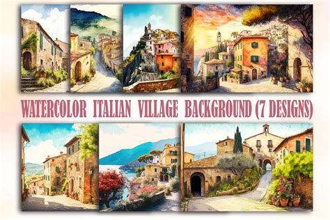 Watercolor Italian Village Backgrounds By Mulew Art Thehungryjpeg