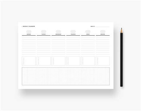 Printable Weekly A4 Letter Size Planner Undated Weekly Schedule Desk