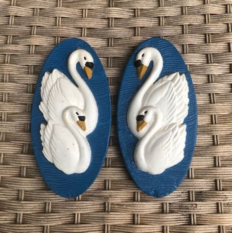 vintage ceramic swans plaques swan wall hanging plaque etsy