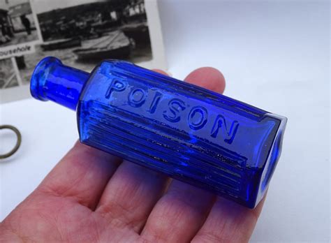 Antique Cobalt Blue Poison Bottle 1 Oz Hexagonal Ribbed Etsy Uk Old