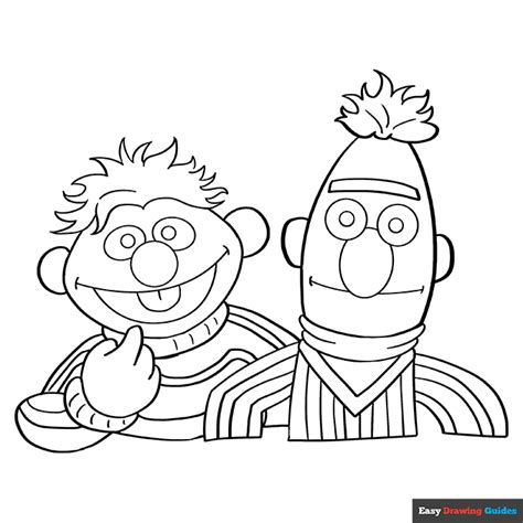 Bert And Ernie From Sesame Street Coloring Page Easy Drawing Guides
