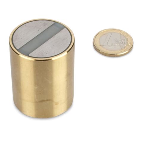 Smco Magnete Cilindrico Con Base Ø 32 X 40 Mm Ottone Tolleranza H6