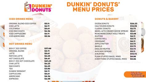 Dunkin Donuts Menu With Price List 2023 Updated 41 Off
