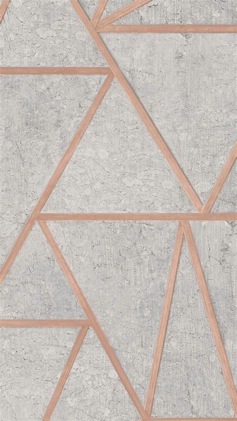Geometric Grey And Rose Gold Wallpaper In 2020 Rose Gold Wallpaper