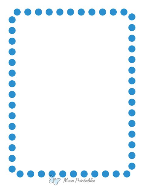 Printable Blue Rounded Thick Dotted Line Page Border